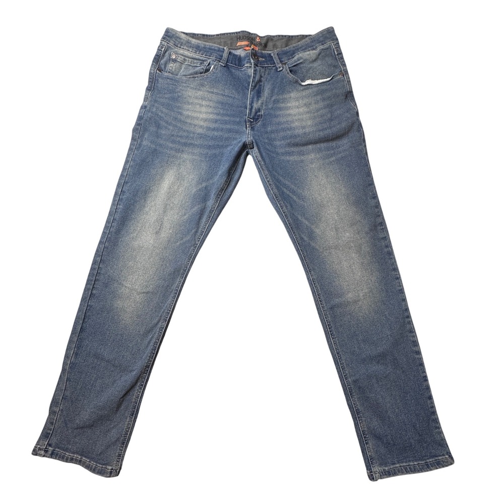 Hudson & Barrow Jeans Mens‎ 32x27 Blue Flex Waistband Straight Leg Stretch Denim